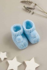 Scarpine in maglia con pompon per neonato blu