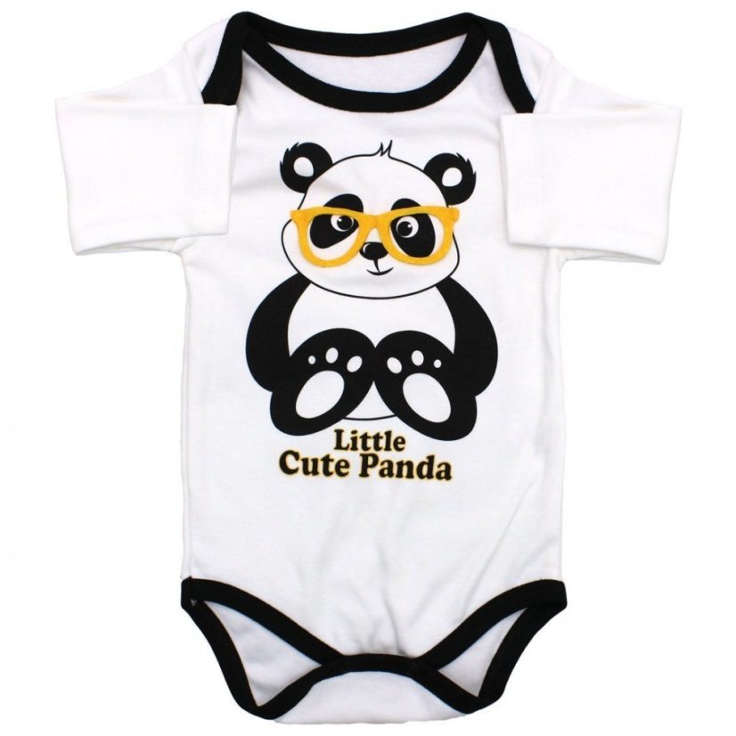 3-dielna bavlnená dojčenská súprava body, polodupačky a čiapočka Panda