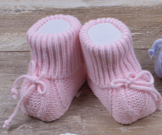 Botosei cu fundita pentru bebelusi roz