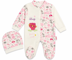 Salopetă cu căciulă bebe Bufnită