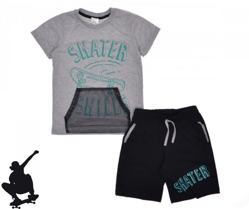 Set de vară pentru băieți- tricou și pantaloni scurți cu imprimeu SKATER