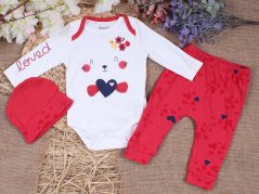 3-dílná souprava pro miminko body, tepláky, čepice Loved