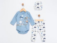 Set haine pentru bebe body, pantaloni, căciulă Cars