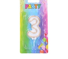 Candela di compleanno numero 3, oro, 4 x 6 cm
