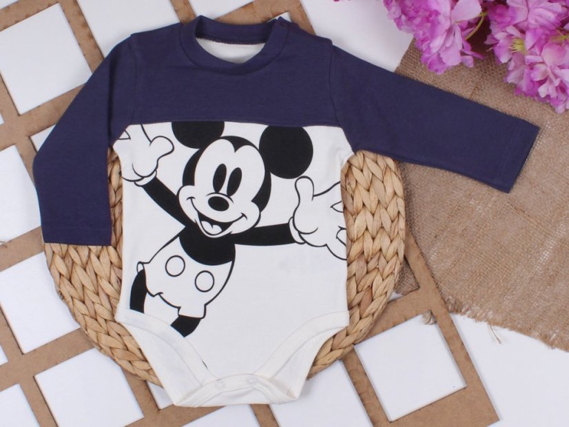 Dojčenské body dlhý rukáv Mickey Mouse