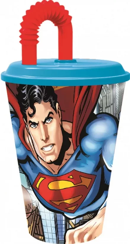 Bicchiere con cannuccia Superman