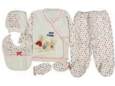 Set 5 piese haine bebe Super Friends alb-rosu 56