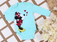 Dětské body s dlouhým rukávem Minnie tyrkysové