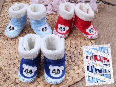 Papuci căldurosi pentru bebelusi Panda bleu
