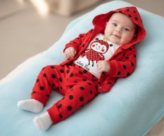 Set 3 piese pentru copii hanorac, pantaloni, body Buburuza