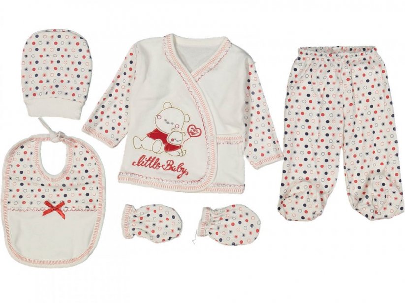 Set 5 piese haine pentru bebelusi Little Baby alb-rosu 56