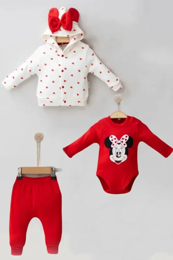 Completo per bambina – body, felpa con cappuccio e pantaloni Minnie