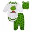 set 3 piese pentru bebeluși-body-panataloni cu boteșei și căciulă Broscuța
