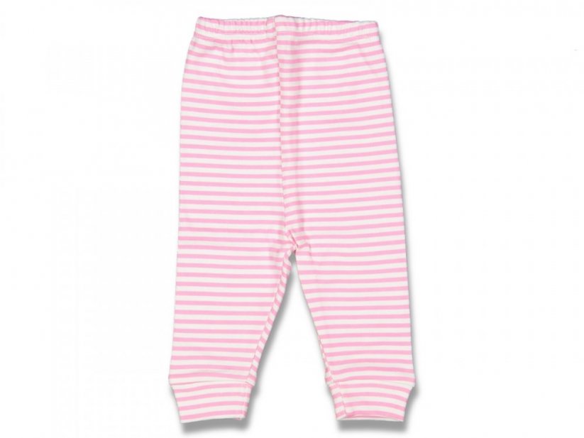 Pantaloni bebe dungati alb-roz