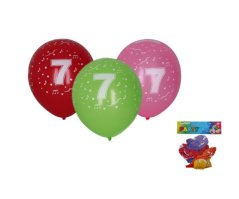Palloncini con numero 7, mix di colori, 30 cm – set da 5 pz