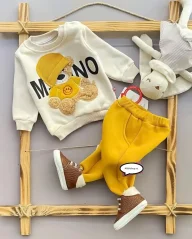 2D tepláková souprava Bear bílo-žlutá