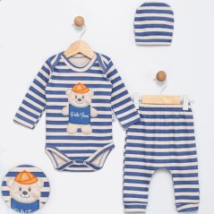 Completo bimbo 3 pezzi con orsetto – body, pantaloni e cappellino