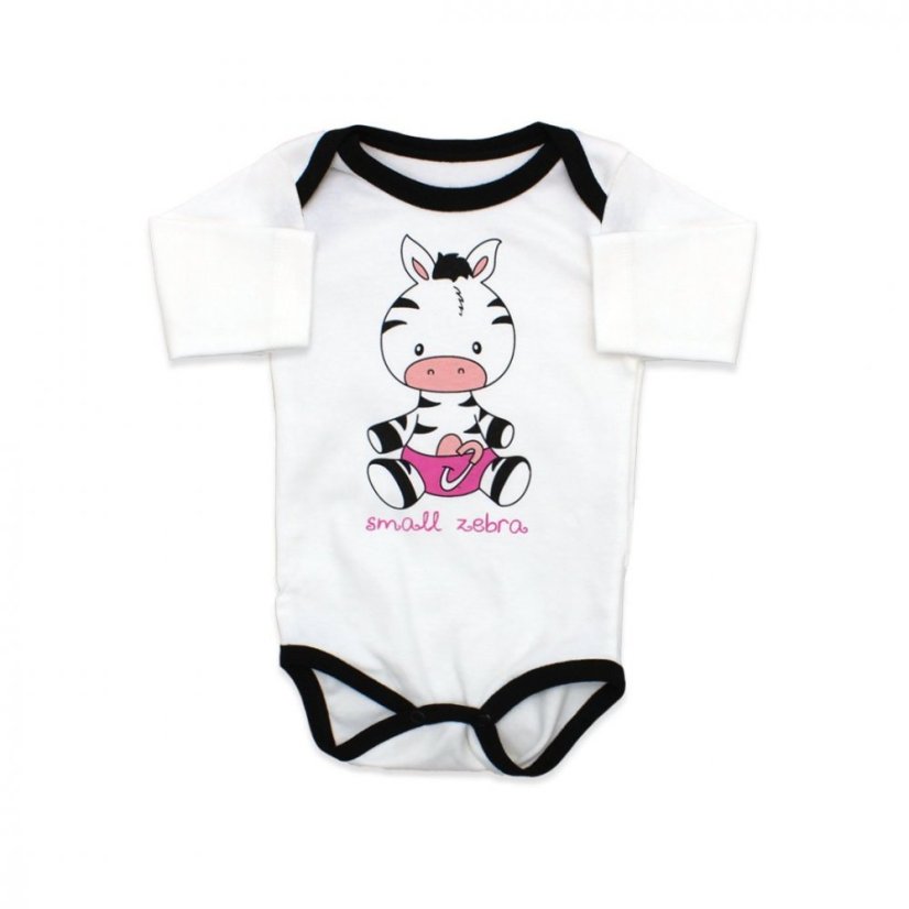 3-dílná bavlněná kojenecká souprava body polodupačky a čepička Zebra