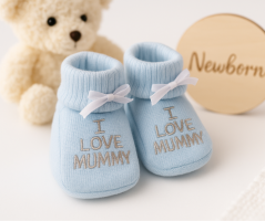 Scarpe neonato I love mummy blu