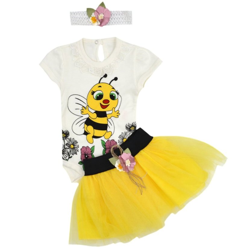 Completo bambina 3 pezzi body+gonna+fascia Ape