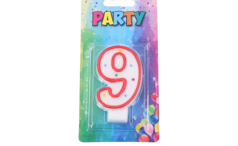 Candela di compleanno numero 9, rosso, 4 x 6 cm