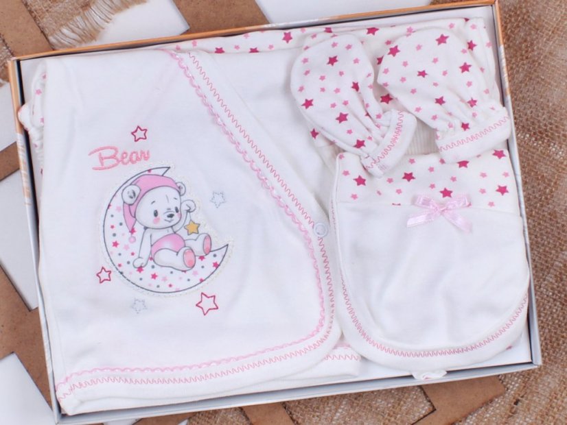 Set 5 piese pentru bebelusi Bear alb-roz 56