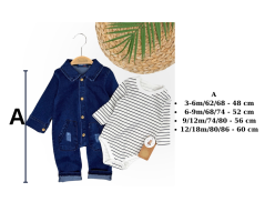 2dílná dětská souprava – džínový overal a pruhované body Baby