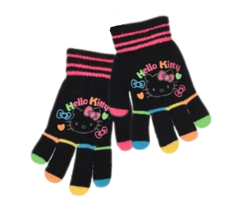 Dívčí rukavice černé Hello Kitty