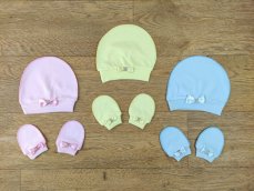 Set cappello e guanti per bebe blu