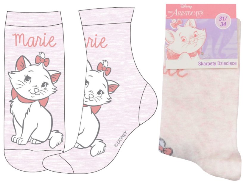Ponožky Kočička Marie sv. růžové - Velikost: 31/34