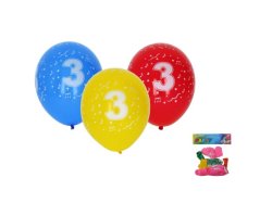 Palloncini con numero 3, mix di colori, 30 cm – set da 5 pz
