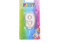 Sviečka narodeninová číslica 9, zlatá, 4 x 6 cm