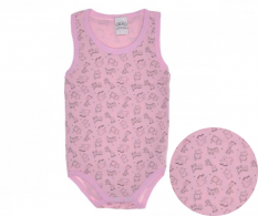 Body neonata senza maniche rosa Zoo