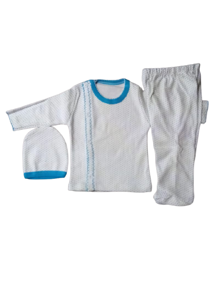 3 dílný kojenecký komplet  | bílo - modrá
