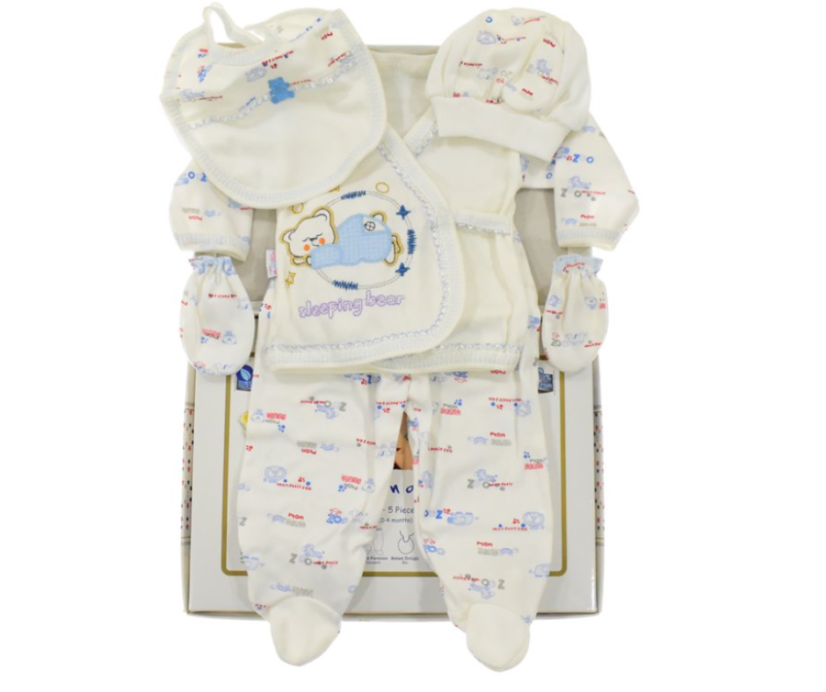 Set 5 pezzi prima nascita bianco-viola Sleeping Bear