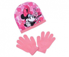 Căciulă și mănuși Minnie Mouse roz 54