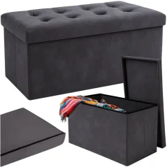 Velurová lavice s úložným prostorem 110 l 76 × 38 × 38 cm šedá