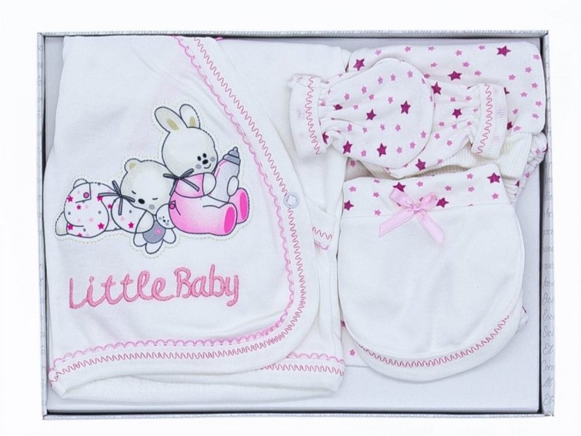 5D souprava pro miminko Little Baby bílorůžová 56