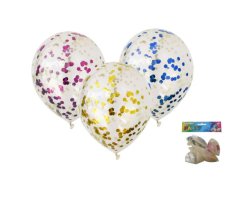 Baloane cu confetti, mix de culori, 30 cm – set de 5 buc.