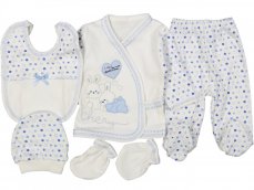 5 piese set haine pentru bebelusi Rabbit bleu 56