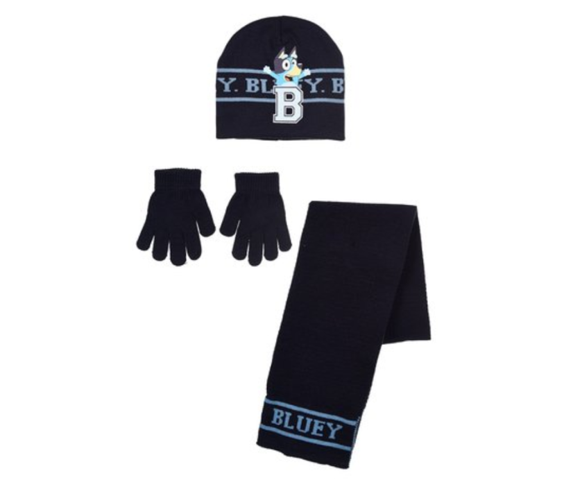 Dětská čepice, šála a rukavice Bluey navy