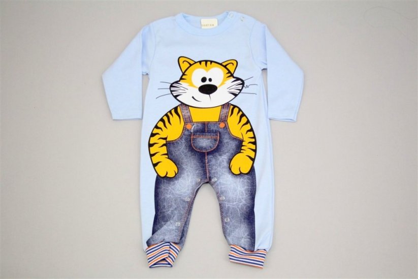 Bavlněný kojenecký overal Tygr | modrá