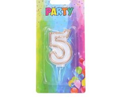 Sviečka narodeninová číslica 5, zlatá, 4 x 6 cm