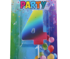 Svíčka narozeninová číslo 4, duhová, 4 x 6 cm