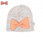 Dievčenská čiapka s mašličkou šedá/oranžová 48