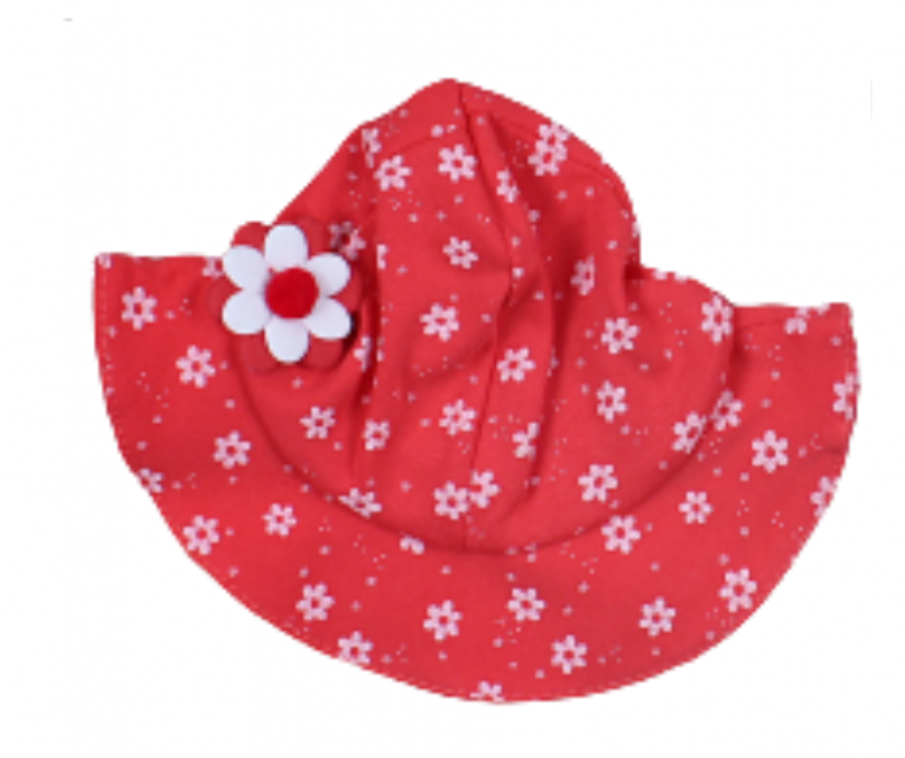 Detský klobúčik Flowers červený s kvietkami