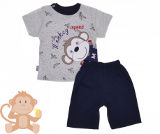 Set de vară pentru băieți- tricou și pantaloni scurți cu imprimeu Maimuță