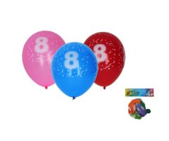 Palloncini con numero 8, mix di colori, 30 cm – set da 5 pz