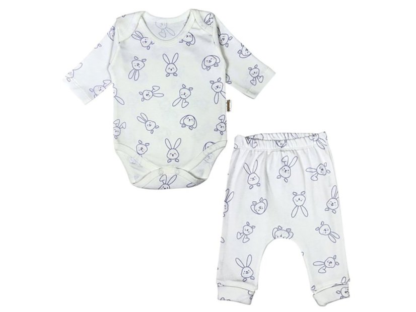 Completo bimbi 2 pezzi – body e pantaloni con animaletti Coniglio