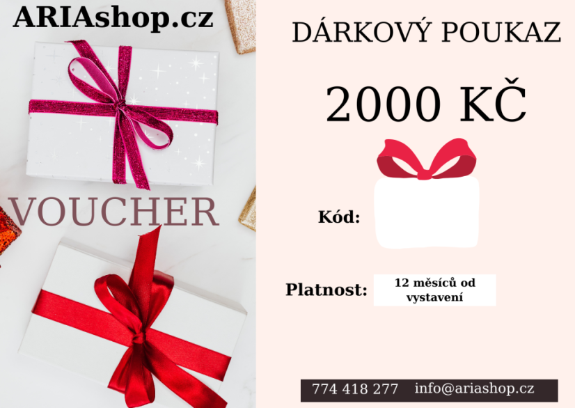 Dárkový poukaz - elektronický - Hodnota dárkového poukazu: 2000 Kč